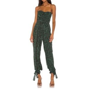 Michael Costello x REVOLVE Gwendolyn Jumpsuit in Emerald Green Snake Small